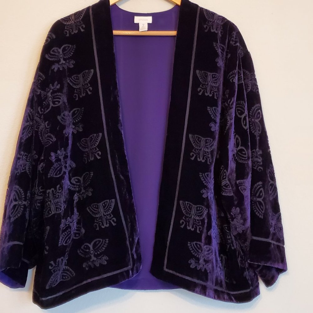 Chico's Purple Velvet Kimono Size 2